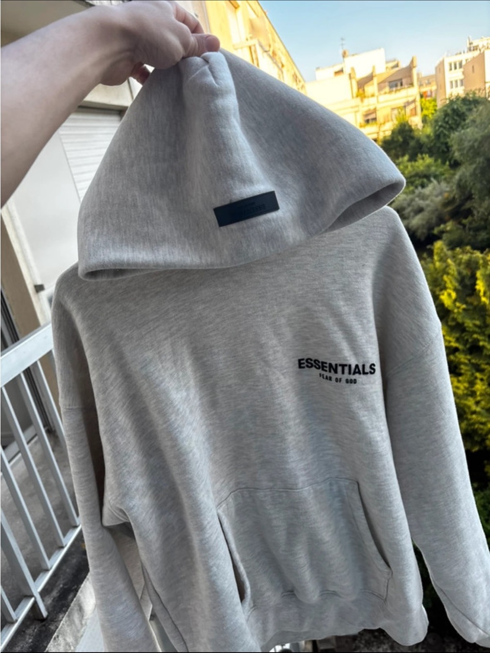 Used Fear of God ESSENTIALS Light Gray Hoodie - Picture 2 of 4